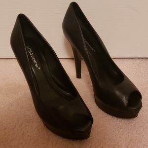 BCBGeneration Black peep toe pumps